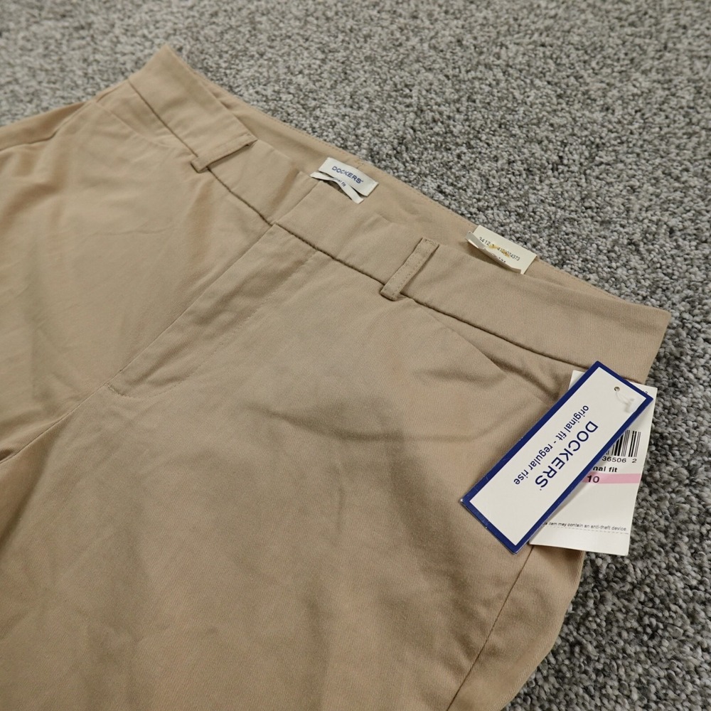NEW Dockers Pants Womens 10 Beige Tan Chino Trouser High Rise Stretch Work Y2K